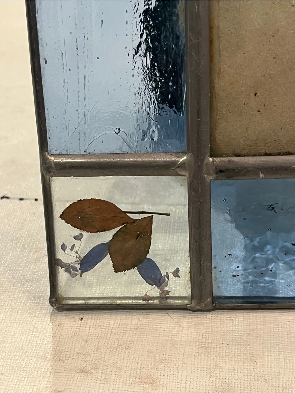 Sold Vintage pressed flower and stained glass style frame. So sweet!